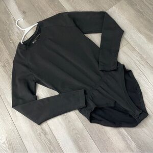 Figs Seamless Bodysuit salta long sleeve womens Gray (Black) under scrubs base